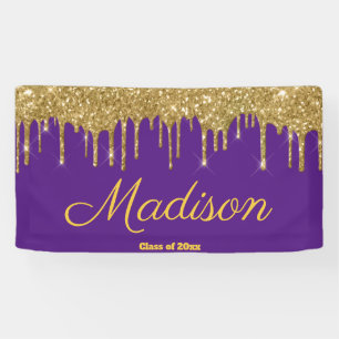 Elegant Purple Gold Graduation Party Class of 2024 Banner