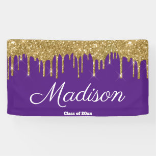 Elegant Purple Gold Graduation Party Class of 2025 Banner