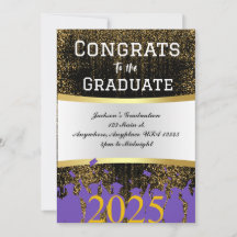 Elegant Purple & Gold Graduation Party Invitation 