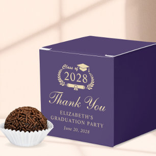 Elegant Purple Gold Graduation Party Thank You Favour Box
