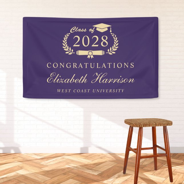 Elegant Purple Gold Graduation Party Welcome Banner (Creator Uploaded)
