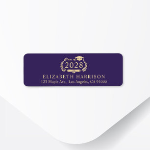 Elegant Purple Gold Graduation Return Address