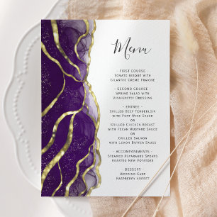 Elegant Purple Gold Ink Wedding Menu