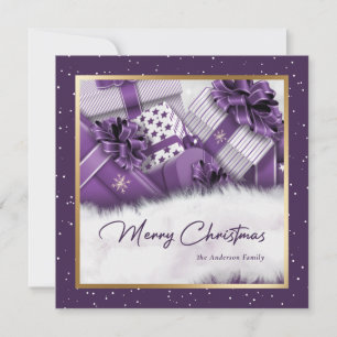 Elegant Purple Gold Merry Christmas Card