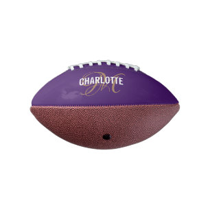 Elegant purple gold monogram name football