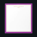 Elegant Purple Gold Personalised Notepad<br><div class="desc">This notepad features elegant and minimalist thick purple border and thin gold border. Personalise it with your name or company name.</div>