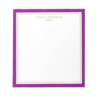 Elegant Purple Gold Personalised Notepad