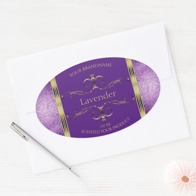 Elegant Purple Gold Product Labels Glitter Borders (Envelope)