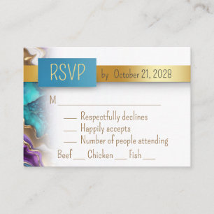 Elegant Purple, Gold & Teal RSVP Enclosure Card