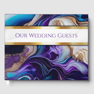 Elegant Purple, Gold, & Teal Wedding Guest Book