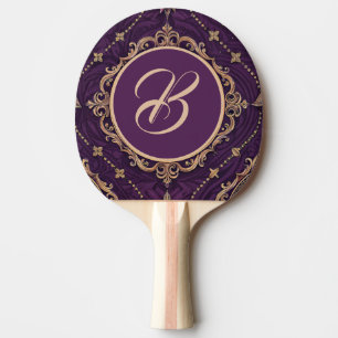 Elegant Purple Gold Vintage Design Ping Pong Paddle
