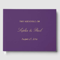 Elegant Purple Golden Beige Wedding Guest Book