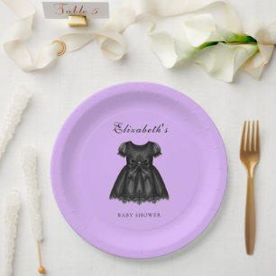 Elegant Purple Gothic Baby Shower Paper Plate