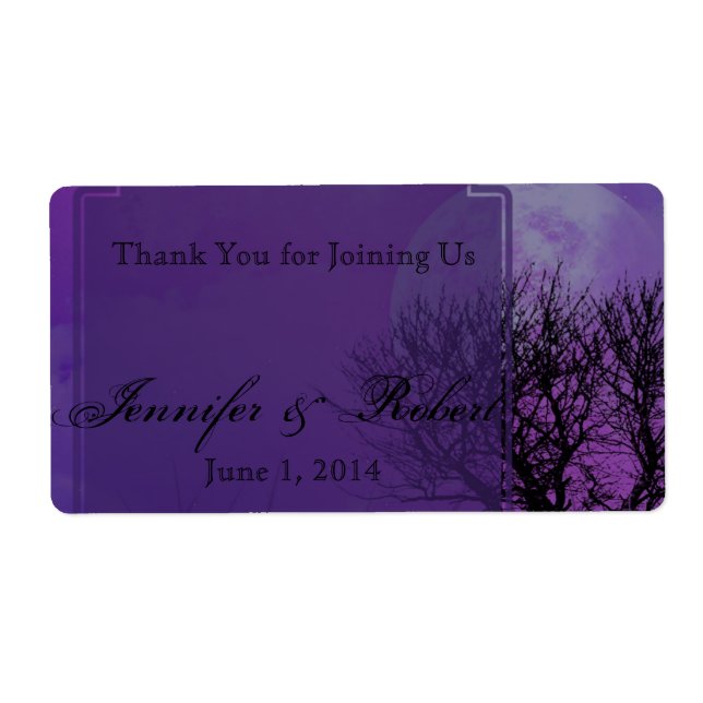 Elegant Purple Gothic Posh Water Bottle Label (Front)