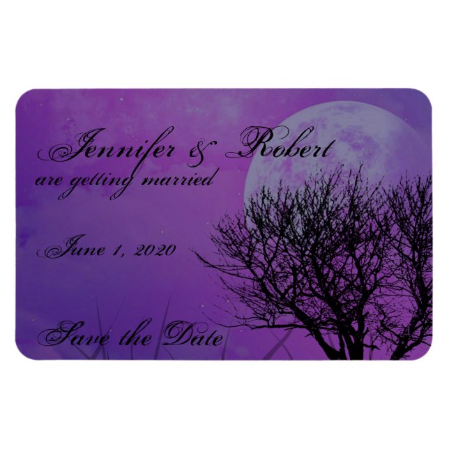 Elegant Purple Gothic Posh Wedding Save the Date Magnet (Horizontal)