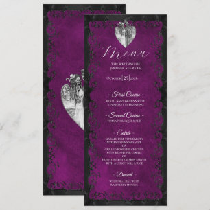 Elegant purple Gothic Wedding Menu
