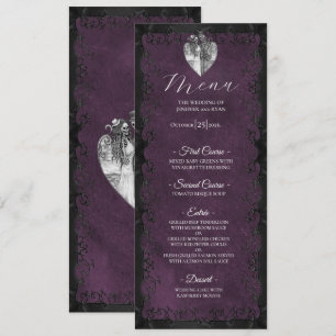 Elegant purple Gothic Wedding Menu