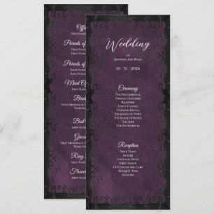 Elegant purple Gothic Wedding Program Menu