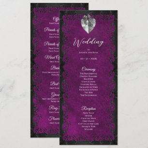 Elegant purple Gothic Wedding Program Menu