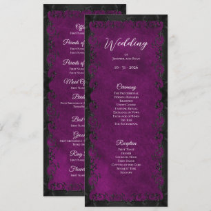 Elegant purple Gothic Wedding Program Menu