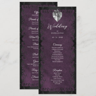 Elegant purple Gothic Wedding Program Menu