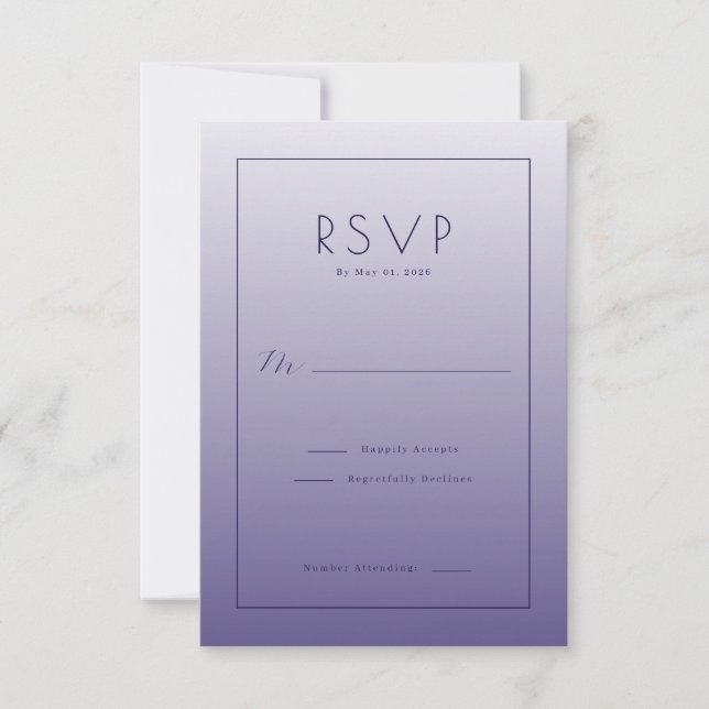 Elegant Purple Gradient RSVP Card (Front)