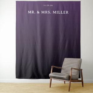 Elegant Purple Gradient Wedding Sign Tapestry
