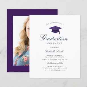 elegant purple graduation ceremony invitation
