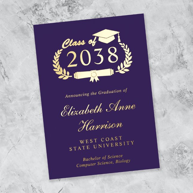 Elegant Purple Graduation Foil Announcement (Creator Uploaded)
