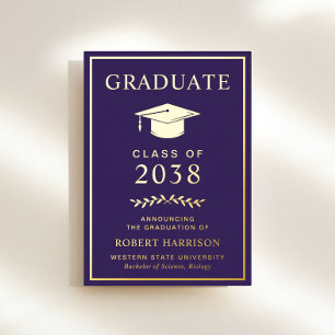 Elegant Purple Graduation Foil Announcement