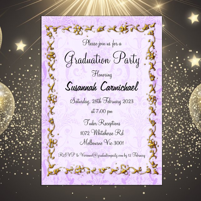 Elegant Purple Graduation Party Invitation (Creator Uploaded)