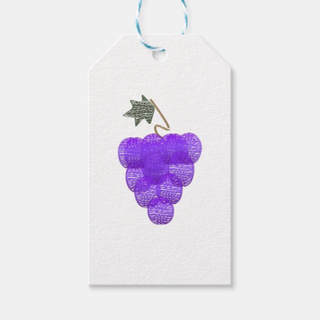 Elegant Purple Grapes Sketch Gift Tags (Front)