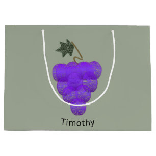 Elegant Purple Grapes Sketch Large Gift Bag