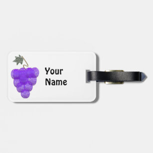 Elegant Purple Grapes Sketch Luggage Tag