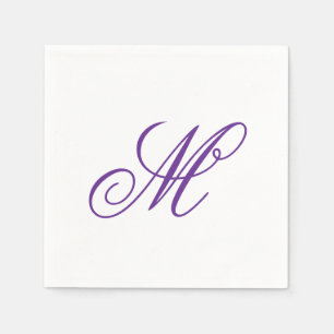 Elegant Purple Green Monogram Initial Napkin