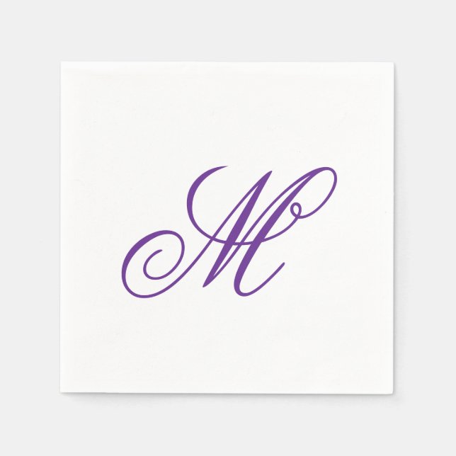 Elegant Purple Green Monogram Initial  Napkin (Front)