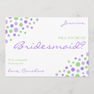 Elegant Purple Green Wedding Be My Bridesmaid Invitation