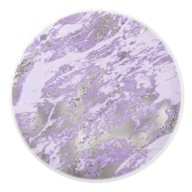 Elegant Purple Grey Abstract Chic Pattern Ceramic Knob (Front)