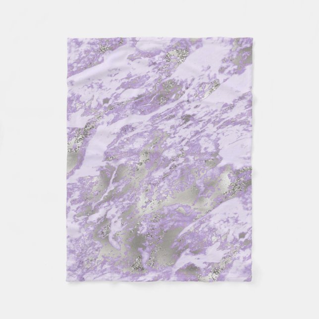 Elegant Purple Grey Abstract Chic Pattern Fleece Blanket (Front)