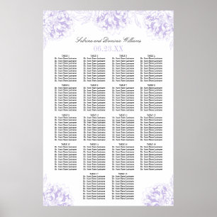 Elegant Purple Grey Floral Peony Wedding Seating Poster