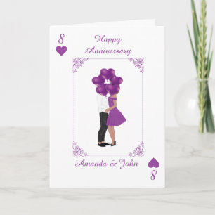 Elegant Purple Happy Anniversary Personalise Card 