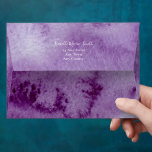 Elegant Purple Hues Colour Wash Wedding Invite Envelope