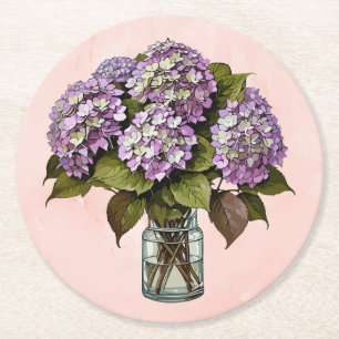 Elegant Purple Hydrangea Flower Paper Coaster