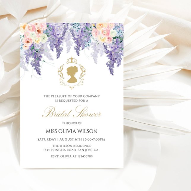 Elegant Purple Hydrangea & Pink Rose Bridal Shower Invitation (Creator Uploaded)