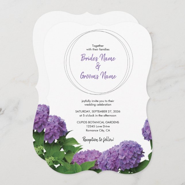 Elegant Purple Hydrangea Wedding Invitations (Front/Back)