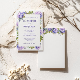 Elegant Purple Hydrangeas Watercolor Wedding  Invitation