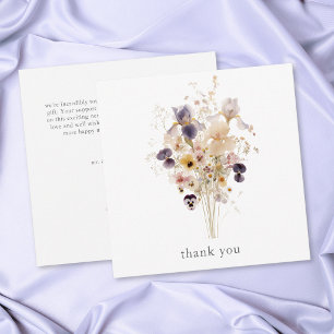 Elegant Purple Iris Watercolor Garden Wedding Thank You Card
