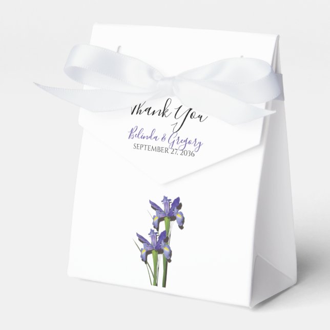 Elegant Purple Iris Wedding Favour Box (Front Side)