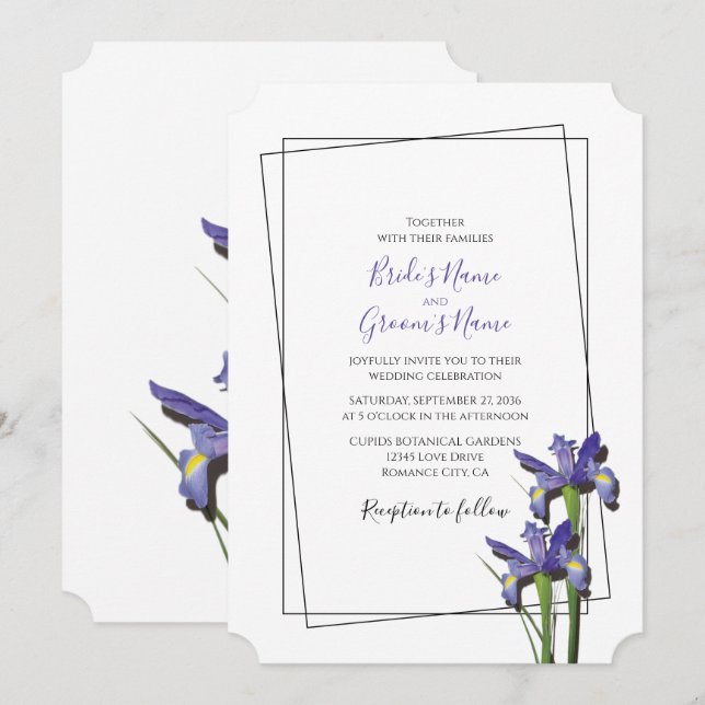 Elegant Purple Iris Wedding Invitations (Front/Back)