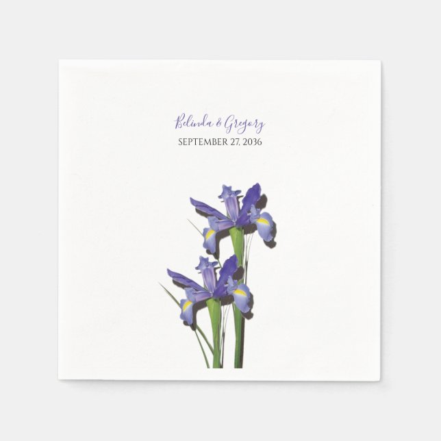 Elegant Purple Iris Wedding  Napkin (Front)